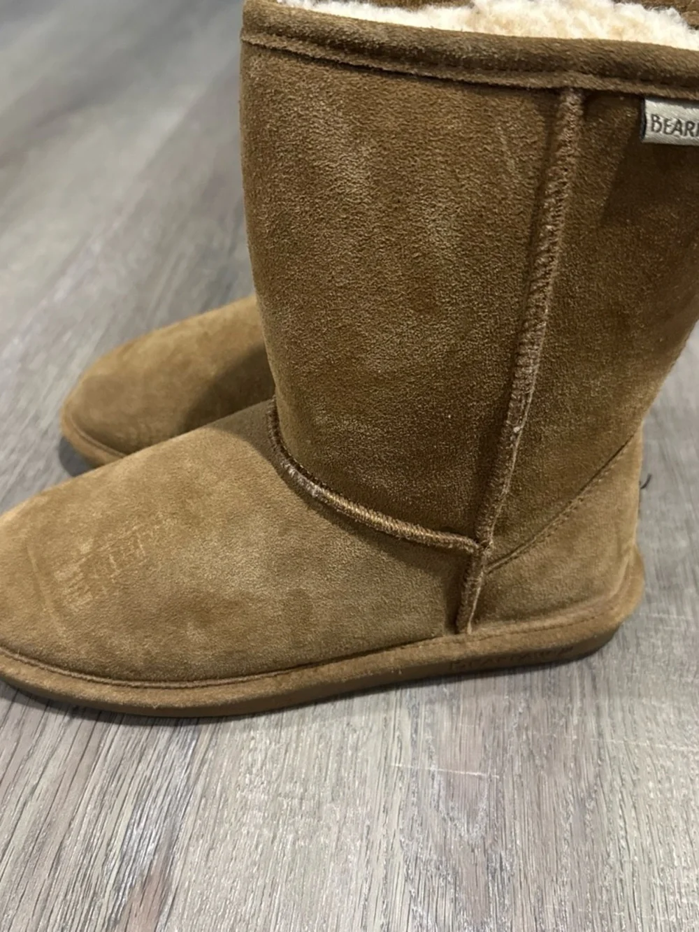 BearPaw Kids Suede Shearling Boots in Chestnut Brown